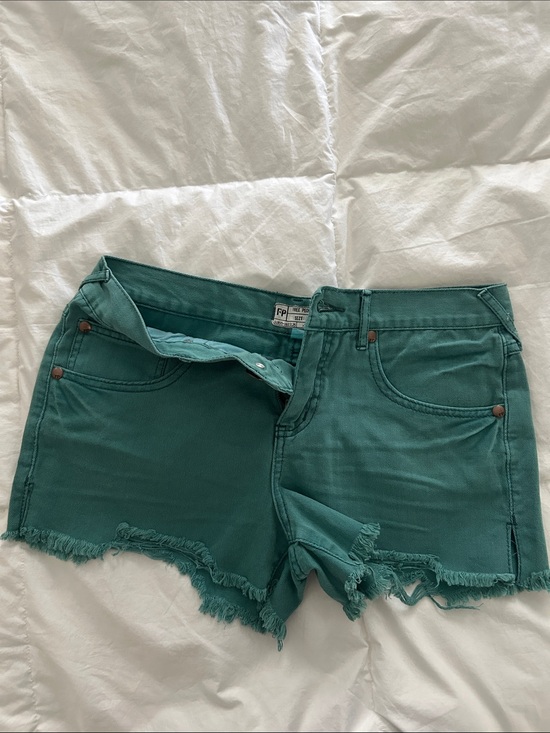 Free People Pants - Free People Teal Frayed Hem Denim Cutoff Shorts.   Never worn.